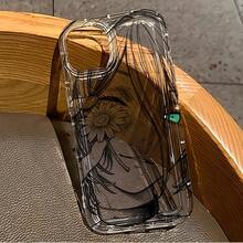 Funda para teléfono: Carcasa de TPU suave con arte lineal de anime Rezes para 17 17e 16e 16 15 14 13 12 11 Pro XR XS X 8 Plus - Colores mezclados - Ver 3