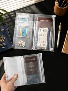 1件裝拉鍊旅行筆記本收納夾，塑膠卡片夾收納包，適用 TN 日記本/筆記本/剪貼簿/手帳，標準尺寸與護照尺寸筆記本配件卡夾包 - 多色 - 查看 1
