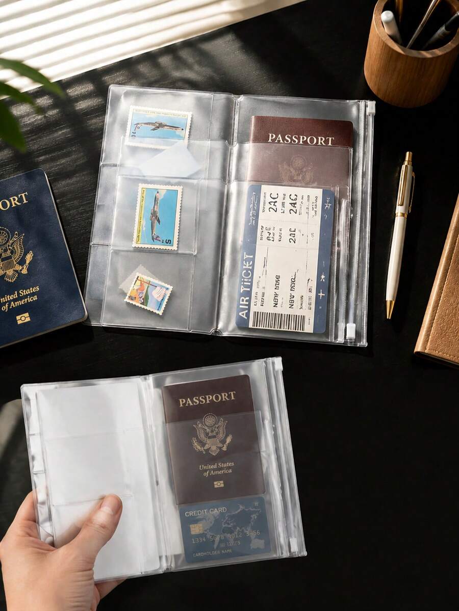 1件裝拉鍊旅行筆記本收納夾,塑膠卡片夾收納包,適用 TN 日記本/筆記本/剪貼簿/手帳,標準尺寸與護照尺寸筆記本配件卡夾包 - 多色 - 查看 1