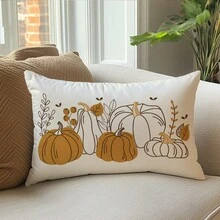 1pc Minimalist Pumpkin Cushion Cover, Single-Sided Printed Skin-Friendly Peach Skin Velvet Material, 30*50/40*60CM Pillowcase For Modern Fabric Sofa Indoor Decoration, Party Decor, Gift Giving - Multicolor - View 6