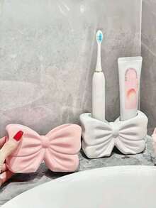 1 pieza Soporte para cepillo de dientes con lazo, accesorio independiente para encimera de baño, estante organizador de tocador, tubo de almacenamiento de pasta de dientes, sin necesidad de energía - Multicolor - Ver 5
