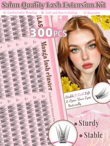 Eimny 300pcs DIY Eyelash Extension Kit, 30 Rows C Curl 3D Natural False Eyelashes With Adhesive, Sealer, Tweezers, 3 Brushes, Large Capacity Reusable, Skin-Friendly Waterproof Formula, Suitable For Beginners, Single Cluster Eyelash Set For Daily And Travel Makeup - Multicolor - View 6
