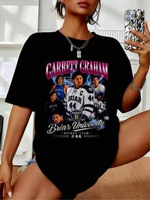 Garrett Graham Off-Campus Briar Uni Bootleg Rap Style Vintage  Shirt. - 黑色 - 查看 1