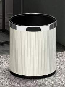 Round Trash Can, Outer Layer Made Of PU Leather, Available In 10L And 14L Capacities, Perfect For Home, Living Room, Bedroom, Office, Hotel And Bathroom Use. - Multicolor - View 2