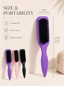 Leopard Print Edge Control Brush, Professional Smooth Back Comb, For Creating Sleek Ponytails And Buns, Pointed Tail Styling Tool, Suitable For Baby Hair And Sideburn Styling With Hair Oil - Upgraded Version - View 8