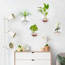 2/4/6pcs Wall-Mounted Glass Hydroponic Plant Vase, Self-Watering Hydroponic Planter, Suitable For Home Office Decor, Handmade Round Crystal Vase, Home Decor Room Decoration Glass Vase - 4pcs - View 8
