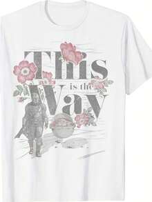 Playera Oversize Estampado Texto Floral Espacial Cuello Redondo Básica Streetwear Casual Estilo Retro Vintage Juvenil Aesthetic  Novedad Alternativo - Blanco - Ver 1