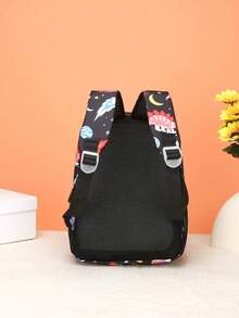 1 Stück Mini Cartoon Dinosaurier Muster Rucksack, zufällige Druckposition - Auto Dinosaurier Schwarz - Übersicht 5