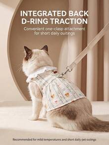 Spring/Summer Cartoon All-Over Print Double Layer Mesh Cat Clothes With Leash Attachment, Belly Wrap Tank Dress, Thin Breathable Pet Apparel - Multicolor - View 1