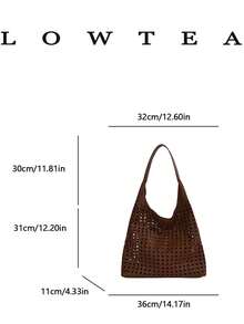 Low Tea 1件純色PU皮革便攜式磁吸扣女款托特包 腋下包 素食皮革 手提肩背包 手提包 適合旅行、購物、約會、女性禮物、工作、商務、通勤 - 棕色 - 查看 3