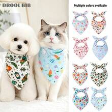 1/2pcs Hip-Hop Style Pet Bandana (Random Color) Lightweight Summer Drool-Proof Scarf, Adjustable Triangle Bib For Small Dogs And Cats, Suitable For Teddy, Bichon, Ragdoll Cat And Shih Tzu, Breathable Cotton Fabric - Multicolor - View 2