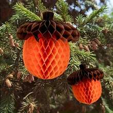10/2pcs Autumn Acorn Honeycomb Decorations, Thanksgiving Paper Honeycomb Hanging Ornaments, Autumn Tree-Shaped Party Gift Decor, Home Decoration Supplies - View 1