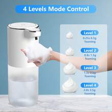DONASIRA 1pc 400ML Large Capacity Light Display 4-Level Adjustable Foam/Liquid Mode Touch-Sensitive Desktop Or Wall-Mounted USB Rechargeable Infrared Sensor Automatic Soap Dispenser, Suitable For Kitchen Bathroom Hand Washing Dishwashing Shampoo Container - Multiple Colors - View 3