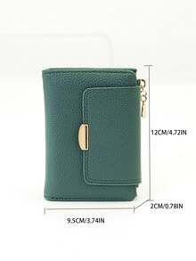 MINGYOU Fashion Soft Textured Handheld Short Wallet Zipper Coin Purse - Teal Blue - View 4