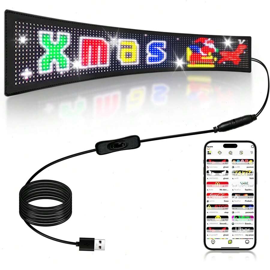 LED Signs That Can Be Programmed, Adaptable LED Displays, Text Programming Via Mobile App, Adjustable Brightness Settings, By USB, Ideal For Store Signage, Vehicles, Concerts, Festive Decorations, And Gifts