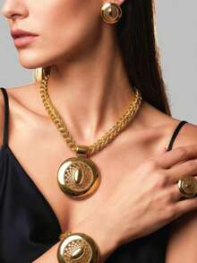 Bohemian Style Jewelry Set Including Geometric-Shaped Large Round Pendant Necklaces Adjustable String Length Allows You To Confidently Weareveryday - Jewelry Set - View 11