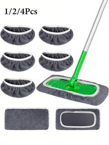 4/2/1pc Flat Mop Replacement Cleaning Pads, Washable And Reusable Mop Replacement Pads, Floor Cleaning Mop Replacement Set, Dry And Wet Use, Suitable For Kitchen, Bathroom, Home Cleaning - Multicolor - View 2