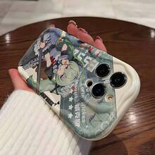 Funda para teléfono: Funda para teléfono Corins de chica con pelo verde y coletas gemelas, compatible con 17 16 16e 15 14 13 12 11 Pro X XR XSMAX 8 Plus, cubierta suave con ondas 3D - Colores mezclados - Ver 2
