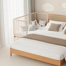 Cuna multifuncional 3 en 1 de madera Flieks, fabricada en madera de pino, convertible en cuna de noche, escritorio y caballete, cama infantil regulable en altura con acabado en madera natural, sin colchón, 120 * 60 * 90 cm. - Natural - Ver 6