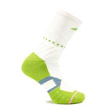 LI-NING Basketball Series Antibacterial Mid-Calf Socks Cushioned Shock Absorbing Socks For Training & Running AWLW037 - White/Bright Pink/Fluorescent Grass Green - View 7