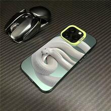 Coiling White Snake Phone Case Suitable For Apple 14 Pro Max,  15 Pro, Advanced 16 Pro, 17 New - 彩銀殼-綠色-盤旋大白蛇 - 查看 1