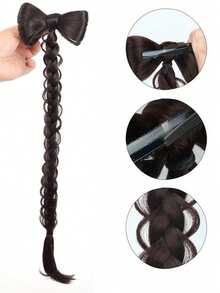 Bowknot Half-Up High Ponytail Wig Braid Clip, Bowknot Bun Wig Ponytail - 彩色 - 查看 5
