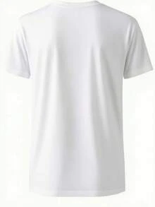 Men's T-Shirt, Men's Summer Sports T-Shirt, Micro-Stretch Knit Fabric, Printed T-Shirt, Regular Fit, Micro-Stretch Clothing, Graphic Print T-Shirt, Casual Style - 白色 - 查看 5