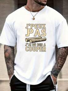 Camiseta con Diseño de Tipografía Leñador Manga Corta Casual Estilo Urbano Moda Streetwear Chica Y2K - Blanco - Ver 1