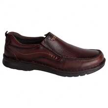 Fratello Shoe Store Lobo Solo Men's Besani Leather Casual Shoe 9664, Slip-On, 4cm Non-Slip Sole, Elasticated Upper For Better Fit, Comfort Moccasin, Sizes 5 To 9. - 咖啡棕 - 查看 2