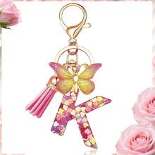 1pc Luxury Pink A-Z Lucky Initial Butterfly Pendant Resin Keychain, Women's Bag And Car Key Charm, Gift For Girlfriend, Mother And Teacher - Pink - View 31