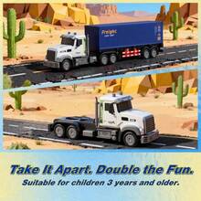 Remote Control Semi Truck , 9-Channel Full Function RC Vehicle With LED Lights, Sounds, Horns And Auto Demo, Detachable Container Toy For Kids Age 3+,Back To School - Multicolor - View 6