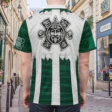 Camiseta de Fútbol Selección Mexicana Rayas Verde Blanco Calendario Maya Para Hombre y Niño, Jersey Deportivo Copa 2026 Gran Estampado de Símbolos en la Espalda - Negro - Ver 6