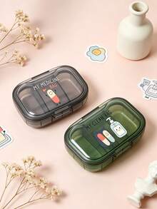 Portable Pill Box With Capsule, Mask, And Hand Sanitizer Patterns, Home And Travel Mini Pill Organizer, Waterproof And Moisture-Proof, Portable Jewelry Box, Travel Pill Box With Large Compartments, Weekly Medication Planner, Daily Medication And Vitamin Storage, Essential For Doctors And Nurses, Emergency Needs, Travel, Hiking, Emergency Rescue, Perfect Gift For Father's Day, Back To School, And Teacher's Day - Multicolor - View 1