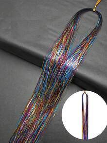 8pcs Laser Hair Extensions Set, Fashion Women's Hair Accessories Set, Holiday Shiny Hair Extensions, Colorful Glitter Hairbands & Clips, Holiday Gift Fairy Hair Accessories, Party Sparkling Hair Accessories, Halloween Party (Multi-Color) - Multicolor - View 10