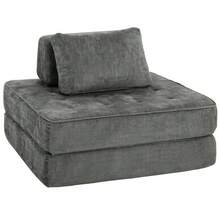 2-In-1 Cloud-Type Folding Chair Bed, Made Of Chenille, With Thick Support Cushion, Grey Color. - Grey - View 8