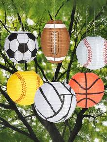 6 Stück Sport Papierlaternen, 7,87 Zoll Sport Hängende Papierlaternen, Fußball, American Football, Baseball, Basketball, Volleyball, Softball Laternen für Sport-Themen Party, Spiel, Geburtstag, Hochzeit, Brautparty Dekoration - Kugellaternen-Ornamente - Übersicht 5