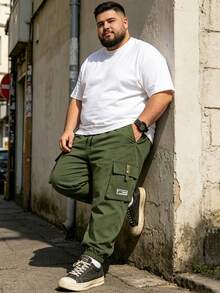 Plus Size Men's Plus Size Work Pants, Plus Fat Plus Loose Casual Pants, Versatile Casual Sports Pants! Outdoor Travel, Daily Leisure Fall - Green - View 2