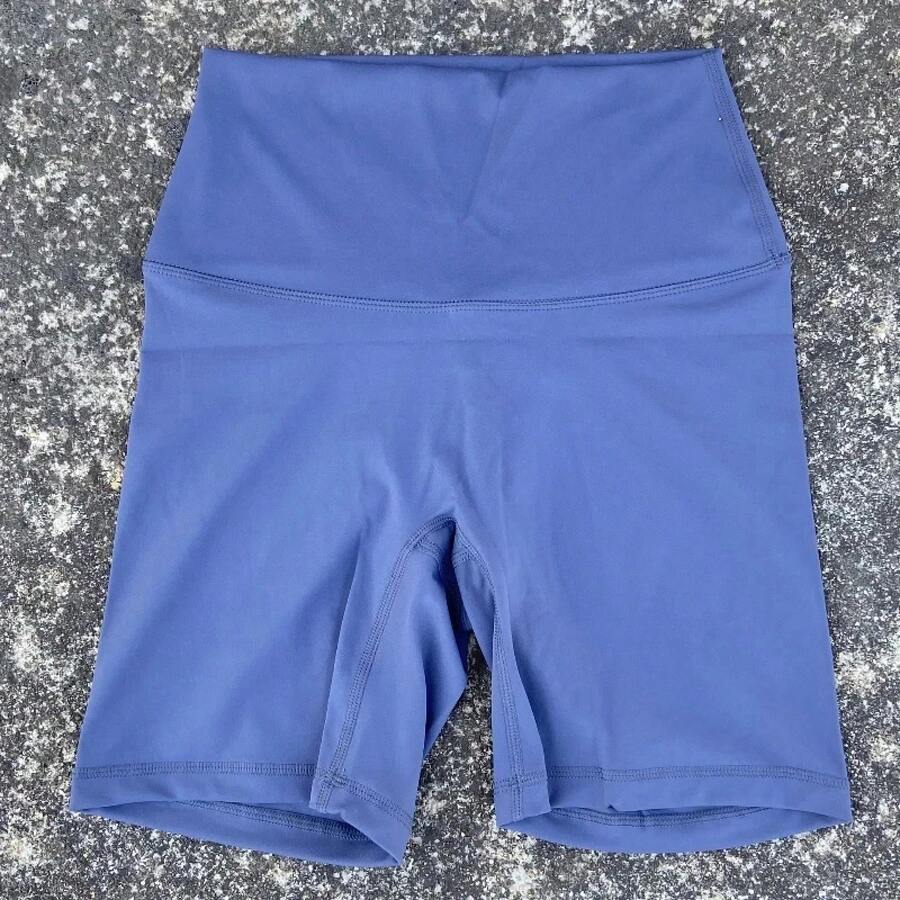 Solid Color Women's Fitness Sports Shorts High Waist Yoga Leg Shorts Cycling Full Body Workout Jog Squat Proof Inner Pocket - 灰色 - 查看 1