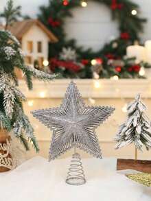 Christmas Tree Top Star, Glittery 3D Five-Pointed Star Christmas Hanging Ornament, Holiday Atmosphere Decor, Christmas Party Decoration Prop, Photography Backdrop Prop, Scene And Home Decor, Suitable For Christmas Tabletop, Fireplace Decoration - View 15