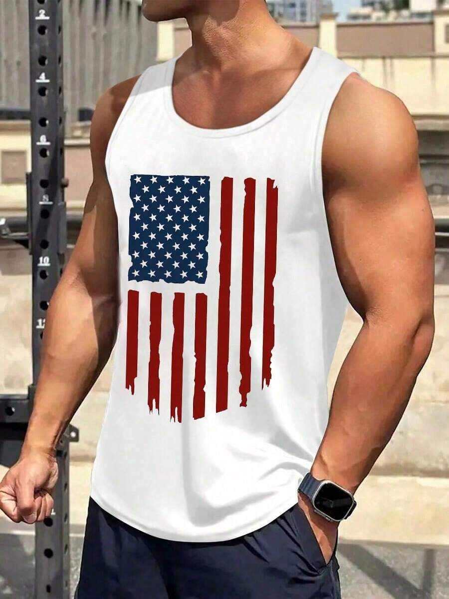 US 250th Anniversary Tank Top 1776 2026 USA Bald Eagle Flag Print White Cotton Slim Fit Sleeveless July 4th Patriotic Apparel For Men Unisex Tops - 白3 - 查看 1