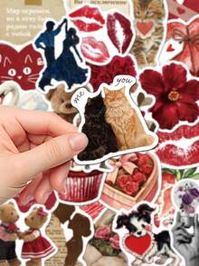 60pcs Heart-Fluttering Retro Stickers Gift Cartoon Decoration Scrapbook Laptop Luggage Guitar Phone Case DIY Decal - A - View 7