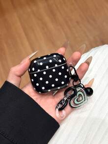 1pc Multicolor Polka Dot Smooth Earphone Case For Air Pods 4 + Matching Heart Bell/Chain/Pendant Earphone Case Compatible With Air Pods 1/2/3/Pro/Pro 2nd Protective Cover. - Multicolor - View 5