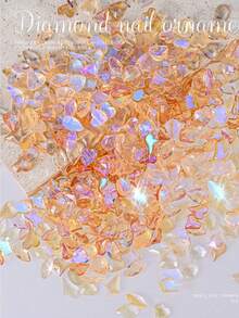 100pcs Bagged Small Flat Back Rhinestones Nail Art Decor Asymmetrical Colorful Aurora Rhinestones Multicolor Heart Water Drop Nail Charms - Baby Pink - View 10