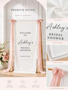 Customized Wedding Welcome Sign, Personalized Fabric Welcome Banner For Modern Bridal Shower, Boho Wedding Decor, Minimalist Fabric Sign, Hanging Wedding Signage - Multicolor - View 3