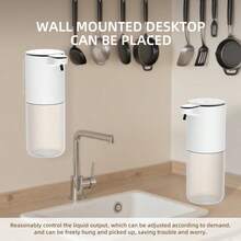 DONASIRA 1pc 400ML Large Capacity Light Display 4-Level Adjustable Foam/Liquid Mode Touch-Sensitive Desktop Or Wall-Mounted USB Rechargeable Infrared Sensor Automatic Soap Dispenser, Suitable For Kitchen Bathroom Hand Washing Dishwashing Shampoo Container - Multiple Colors - View 7