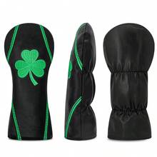 1PC Golf Headcover For Driver Fairway Wood Hybrid, Embroidered Four-Leaf Clover Pattern, Dustproof Durable PU Material, Practical Golf Accessory, Nice Festival Gift - Multicolor - View 6