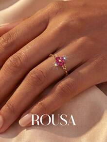 1pc 925 Sterling Silver Adjustable Flower Ring, Birthday Gift, Romantic Ring For Women - Flowers - View 3