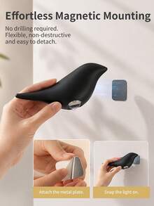 1pc Stick-On Motion Sensor LED Wall Sconce, Cordless Battery On/Off Night Light With Dusk Dawn Sensor & Night Mode, Minimalist Rechargeable Mini Corner Lamp,Decorative Wireless Induction Wall Lighting Fixture For Hallway,Staircase Closet Bathroom - Normal - View 6
