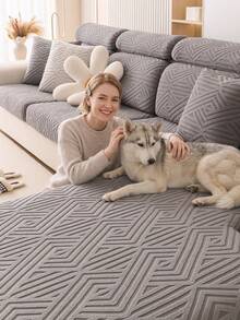 1pc Elastic Sofa Cover, Non-Slip Full Wrap Sofa Seat Cover, All-Season Universal Sofa Cushion Cover, Thickened Fabric Sofa Cover, Machine Washable, Dust-Proof, Dirt-Resistant, Home Decor, Pet-Friendly Protective Cover, Dark Gray Fresh Room Decor, Adjustable Corner Sofa Cover Suitable For Bedroom, Office, Living Room, Combination And L-Shaped Sofa And 1234 Seat Covers - Dark Grey - View 2