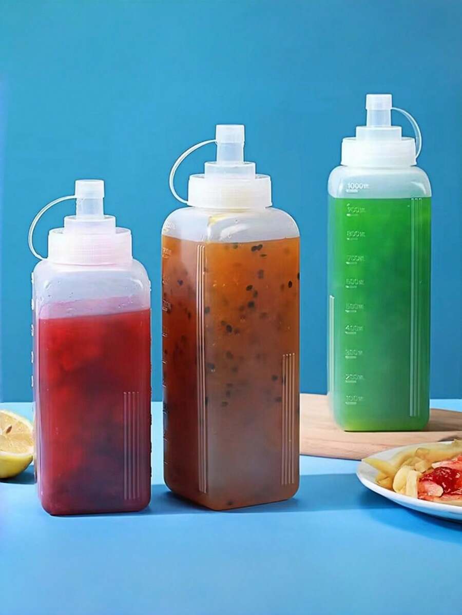 1pc Squeeze Sauce Bottle, Large Capacity Portable Kitchen Utensil, Multiple Sizes Available, Multi-Purpose Leak-Proof Condiment Bottle, Suitable For Ketchup, Jam And Salad Dressing - Multicolor - View 1